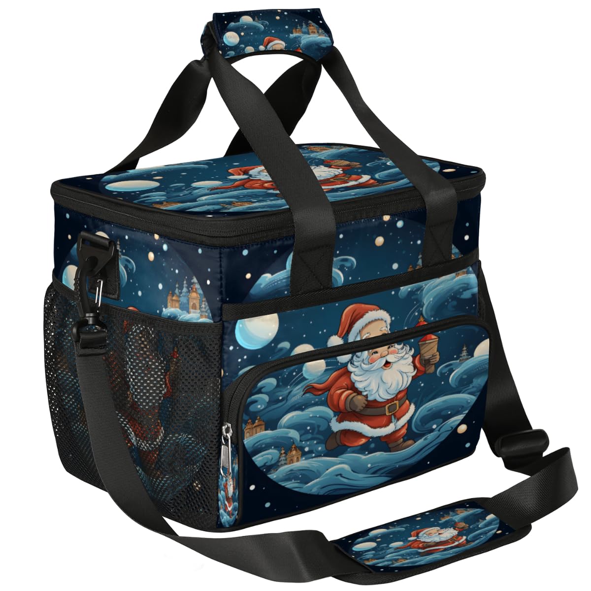 Insulated Picnic Backpack Lunch Box for Women Men Picnic Basket Tote Lunch Bag Picnic Bag Portable Lunch Bags for Picnic, Beach, Work, Trip,Office, Camp Xmas Santa Claus
