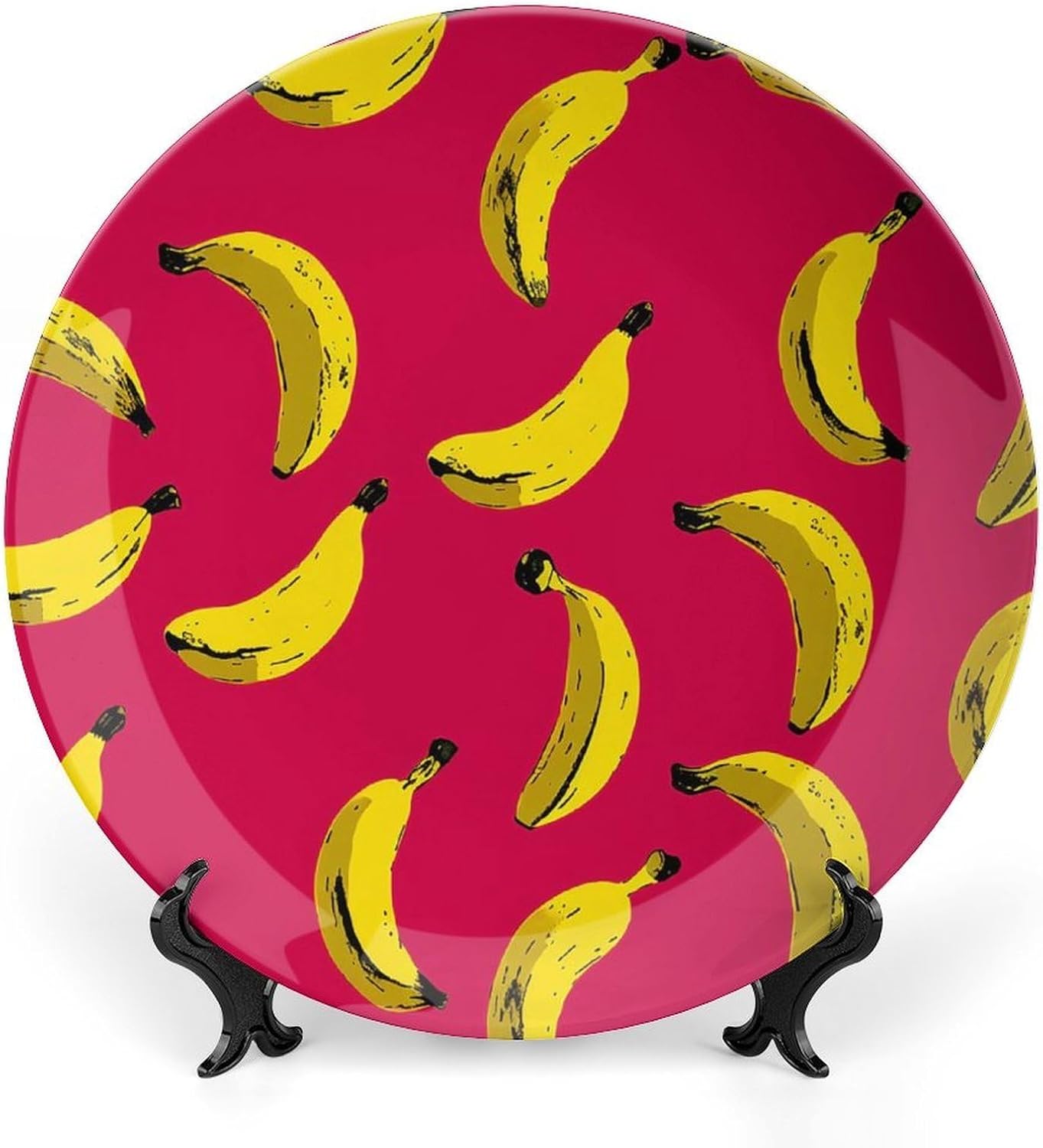 Red Banana Pattern Ceramic Decorative Plate for Home, Bone China Plates