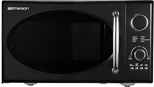 Miniatura 1 de Emerson Radio .9 Cu Ft Digital Microwave Oven, 800W with 5 Micro Power Levels, 8 Pre-Programmed Settings, Express &amp; Defrost, Chrome Handle &amp; Control