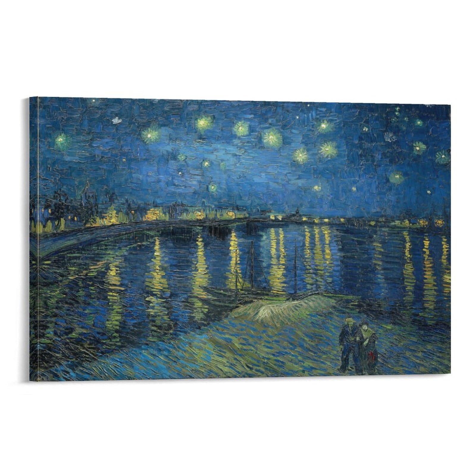 BACION Vincent Van Gogh Oil Paintings Print, Starry Night Over The Rhone Canvas Prints, Framed Wall Art for Bedroom & Living Room, Modern Home Decor Print