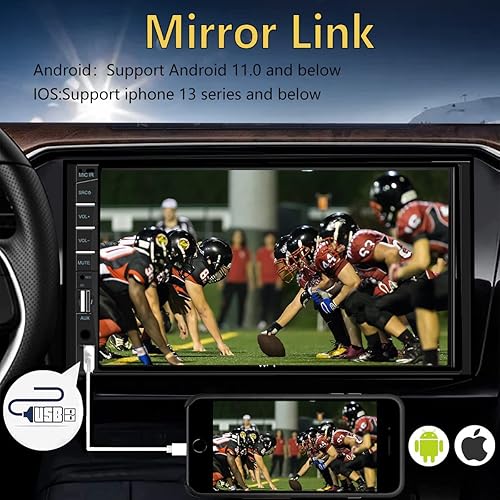 Miniatura 9 de Estéreo de coche doble DIN con cámara de tablero  Soporte de receptor de radio de coche con pantalla táctil de 7 pulgadas con Apple Carplay y