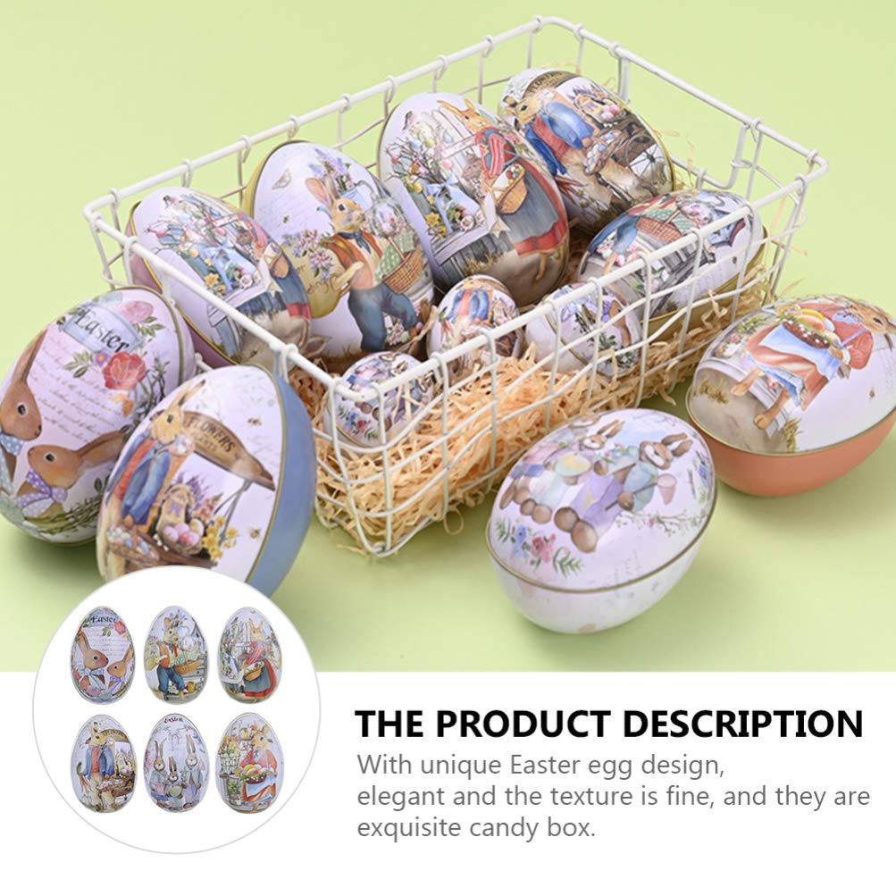 TOYANDONA 6pcs Easter Egg Tin Box Easter Bunny Metal Candy Box Fillable Metal Empty Shells Toys for Kids Easter Egg Hunt Party Favors S - Image 3
