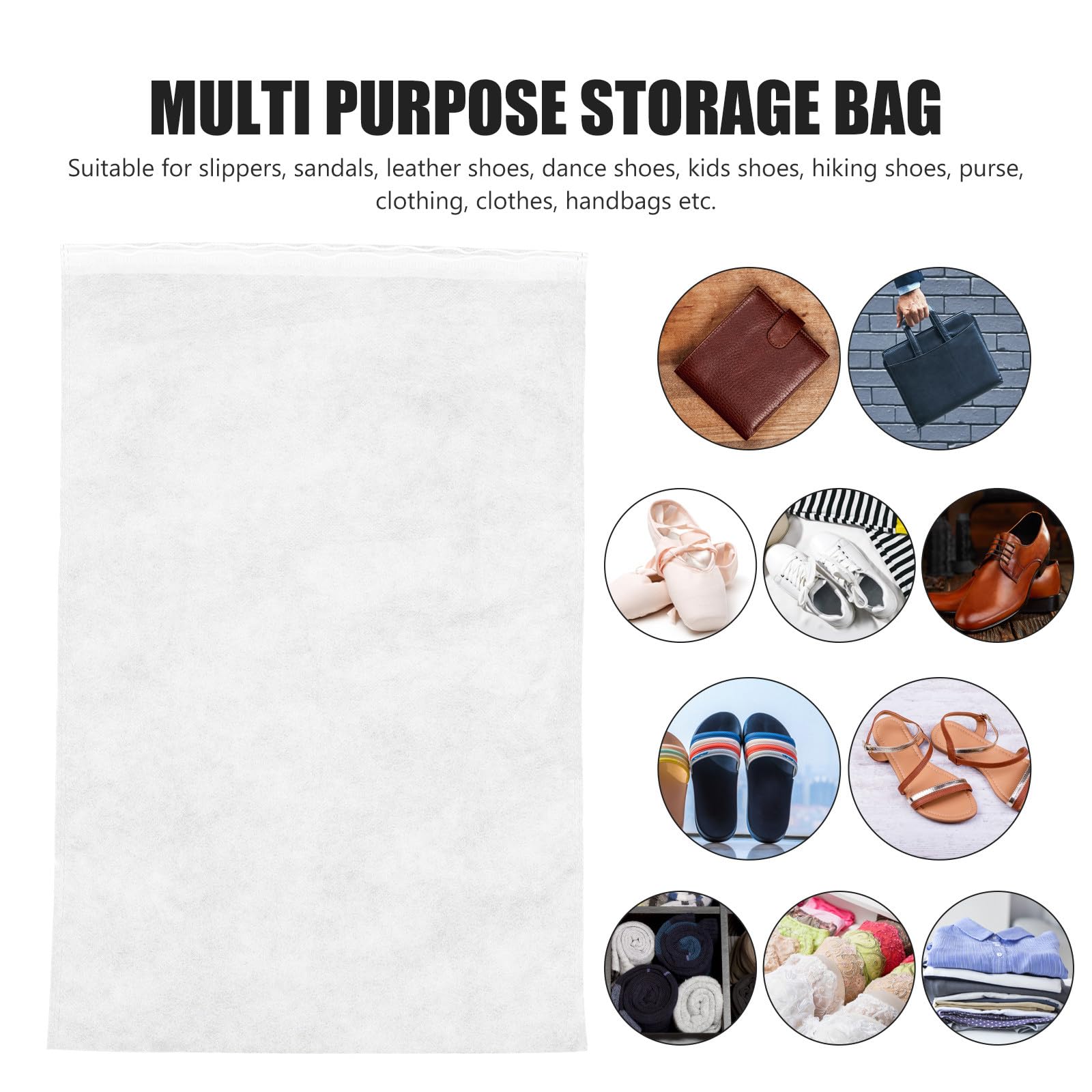 Sacchetti per Scarpe da Viaggio 50 Pezzi Non Tessuto Bianco, Impermeabili Anti Polvere, Dimensioni 32x48 Cm per Conservazione Scarpe e Ottimizzazione Spazio Valigia