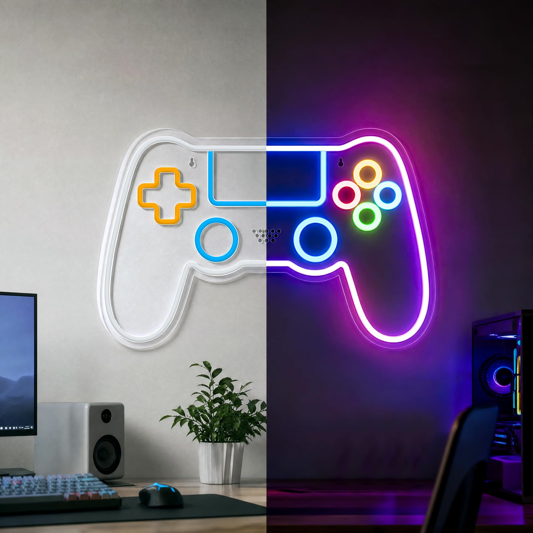 Insegna Neon Gamepad Personalizzata per Gaming, Lampada LED RGB con Telecomando, 10 Modalità di Luce, Decorazione da Parete per Stanza Gamer, Accessori Gaming Luce Neon Controller