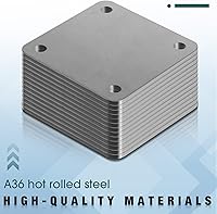 Vista 3 de 20 bases de placa de acero A36 laminadas en caliente con 4 agujeros de 3/8 pulgadas de diámetro, hoja de metal soldable de 3/16 pulgadas de grosor