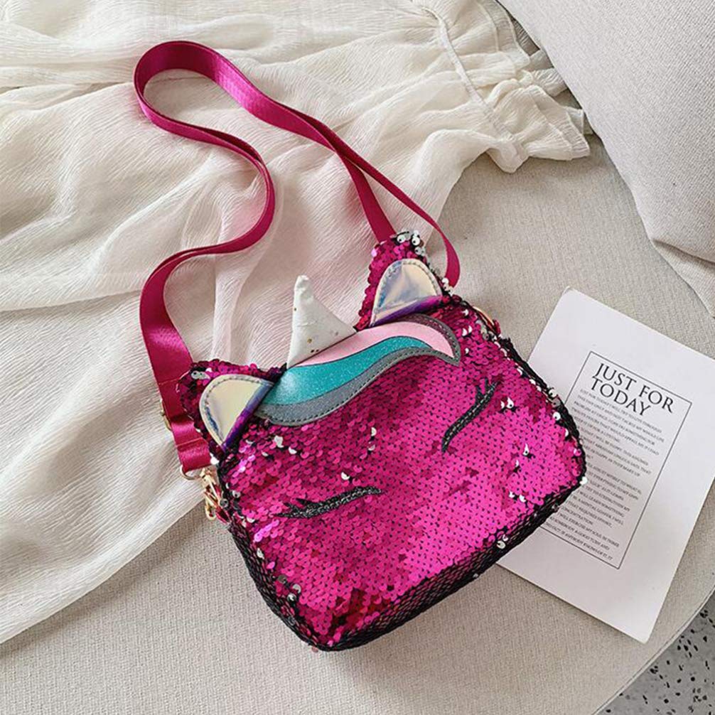 VALICLUD Frauen Mädchen Einhorn Pailletten Tasche Glitzer Crossbody Geldbörse Umhängetasche für Kinder Kleine Mädchen