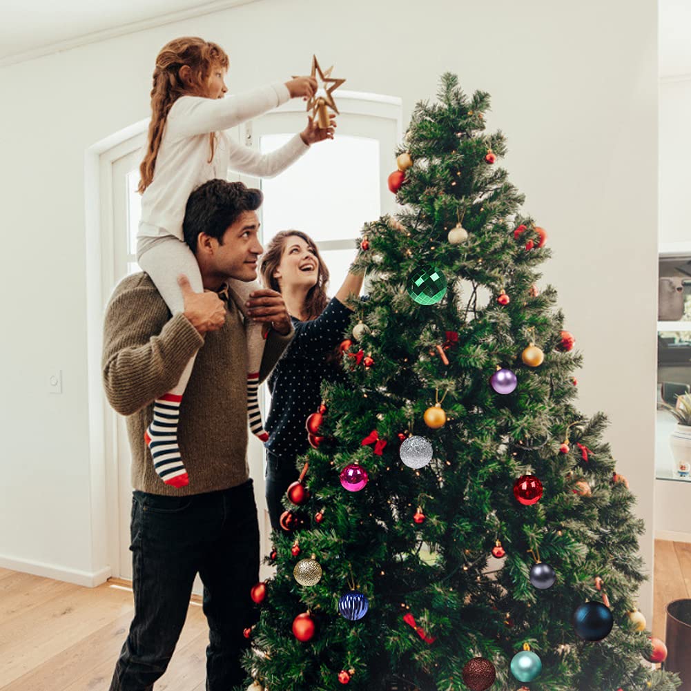 Uposao Juego de 100 bolas de Navidad surtidas, inastillables, decorativas, para colgar, con paquete de regalo reutilizable para decoración de árbol de Navidad