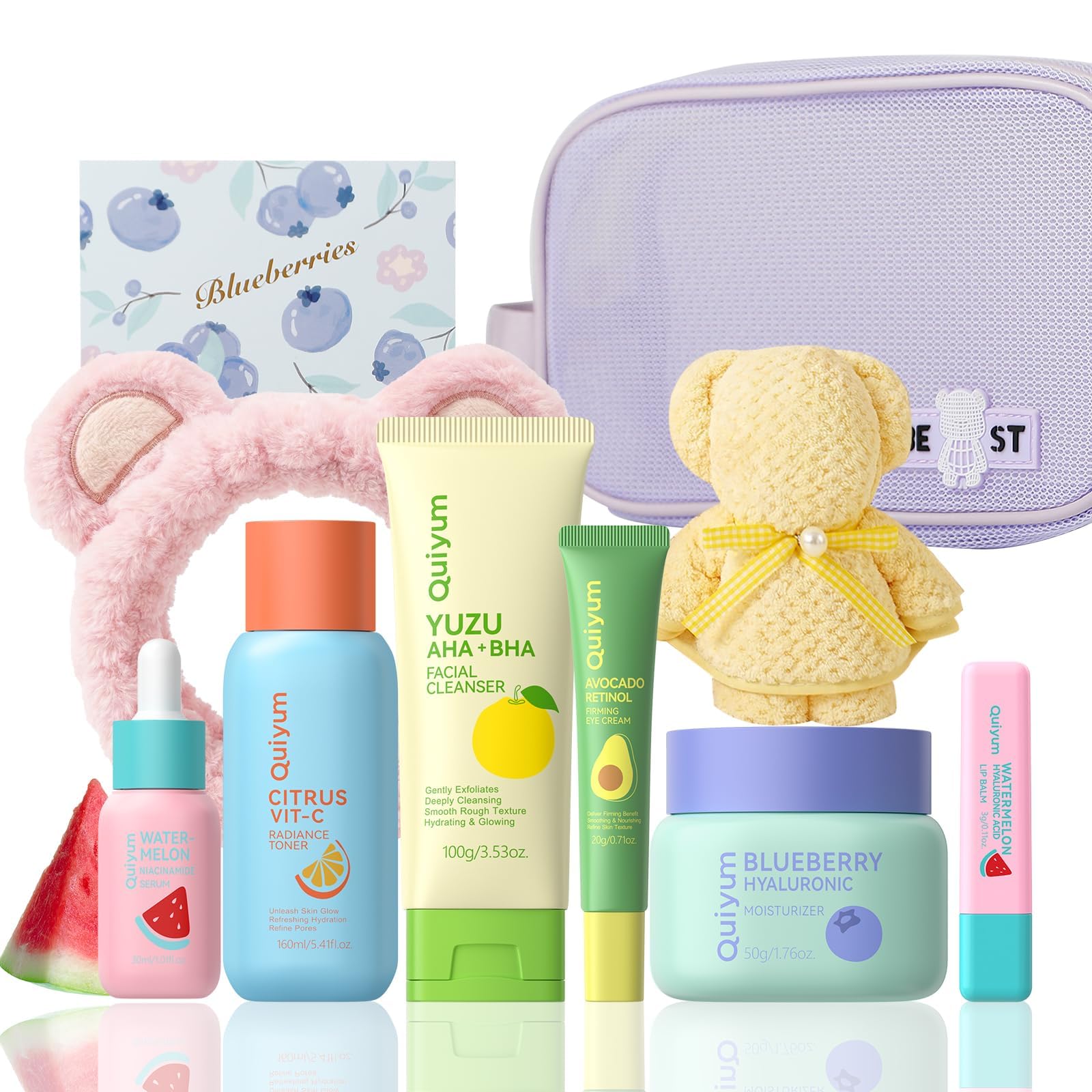 QUIYUM Facial Care Gift Set - Fruit Hydrating Skincare Routine Kit