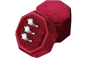 JYCMMFC 3 Ring Pocket, Octagon Velvet Ring Case Box