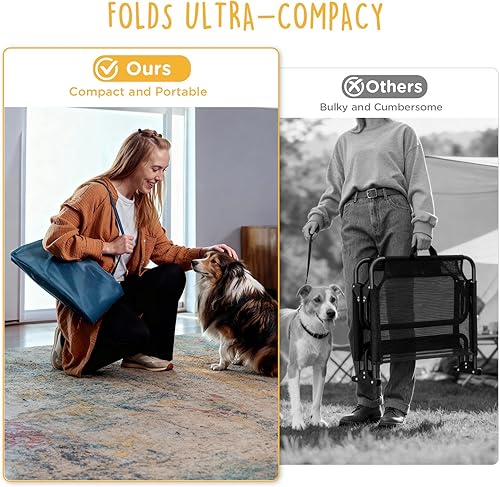 Miniatura 4 de Cama plegable elevada para perros, catre grande para perros para exteriores, cama fresca a prueba de mordidos, portátil, resistente hasta 160