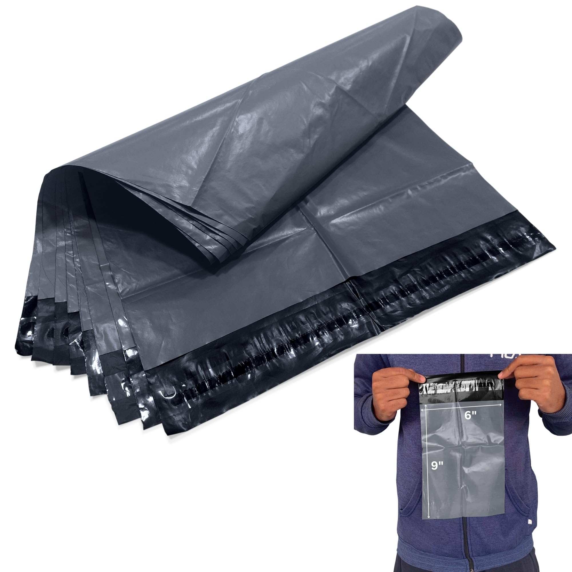 JeeJaan® 2000 Small Grey Mailing Bags 6.5" x 9" - 165mm x 229mm Strong Self Adhesive Postage Bags | Tear Proof and Water-Proof Parcel Bags Suitable for Shipping & Courier