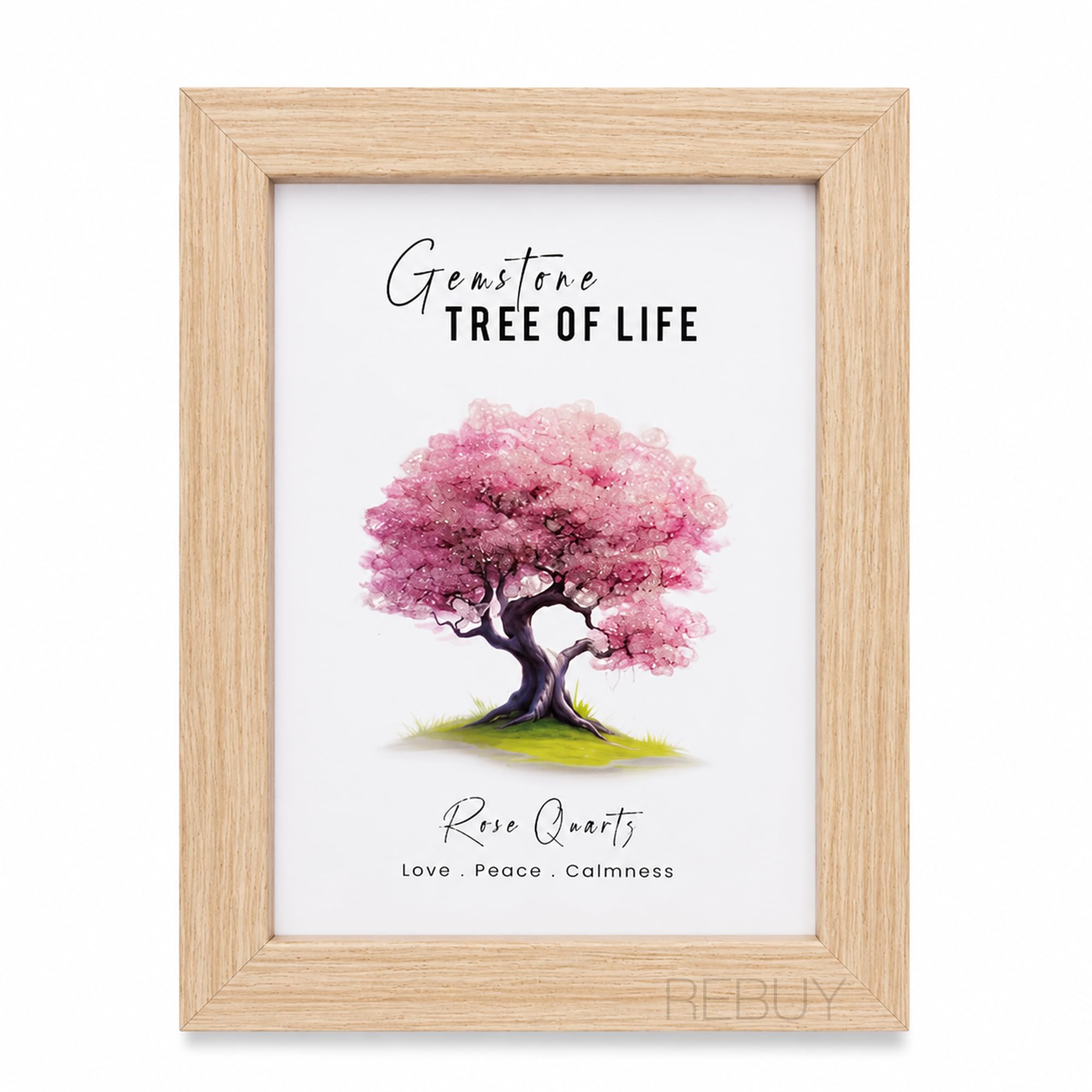 REBUY Rose Quartz Tree of Life Wall Frame for Home Decor | Crystal Gemstone Art Frame | Love, Peace & Calmness Decorative Wall Hanging | Spiritual Healing Gift for Living Room, Bedroom & Office-image-13