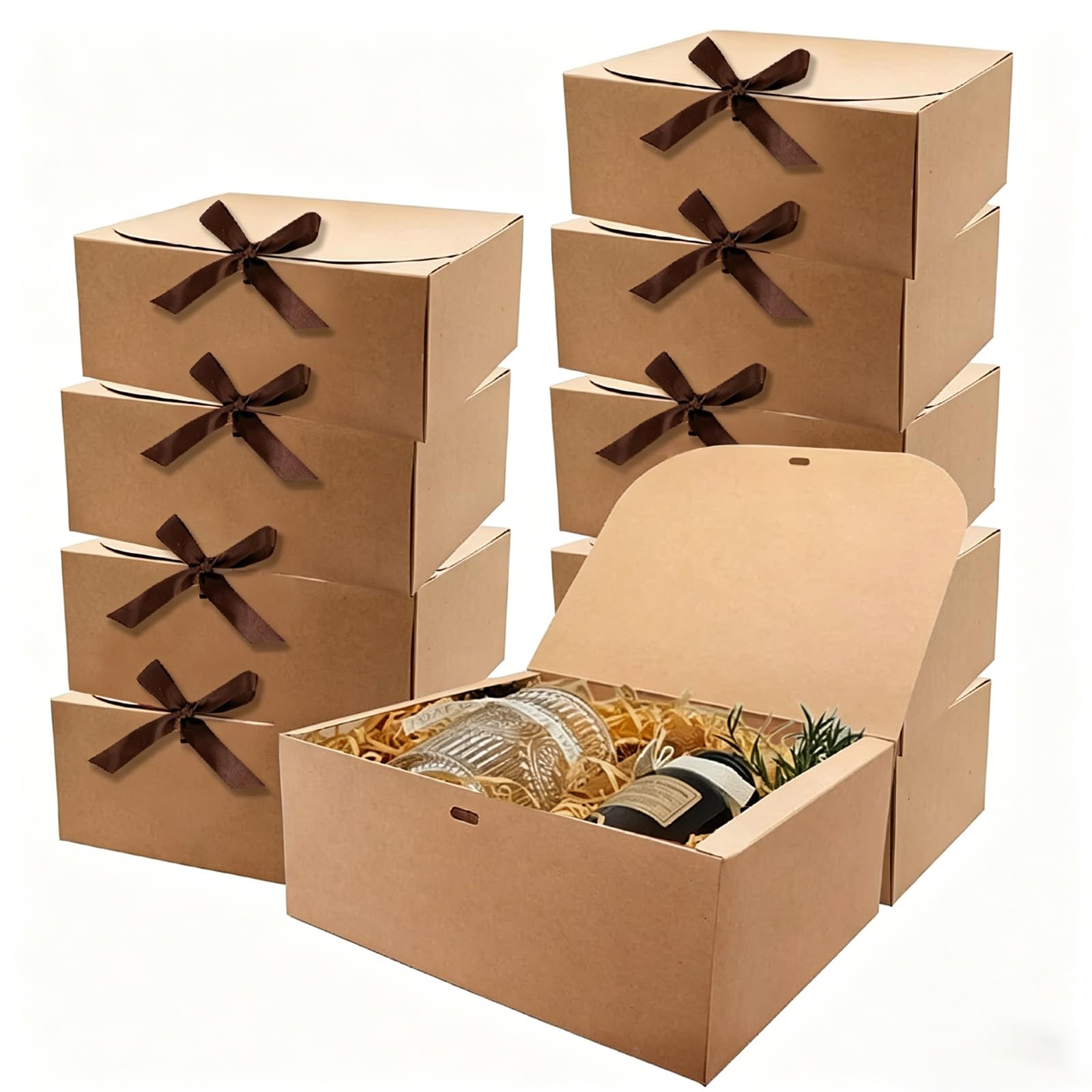 10 PCS Gift Boxes for Presents Brown 16.5 * 5cm Box Cardboard with Lids