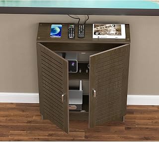 Floor Standing WiFi Wireless Router Home Media Router Storage Box WiFi Router Storage Cabinet Storage Box Router Cabinet(Walnut,60x80x25cm)