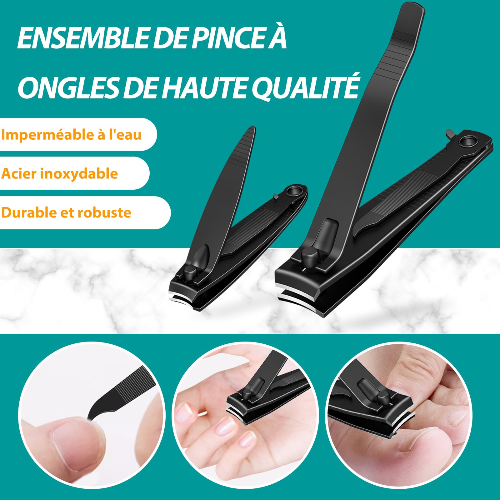 Coupe-Ongles Professionnel en Acier Inoxydable Noir Mat - Pince à Ongles Robuste et Tranchant pour Pieds - Cadeaux de Noël