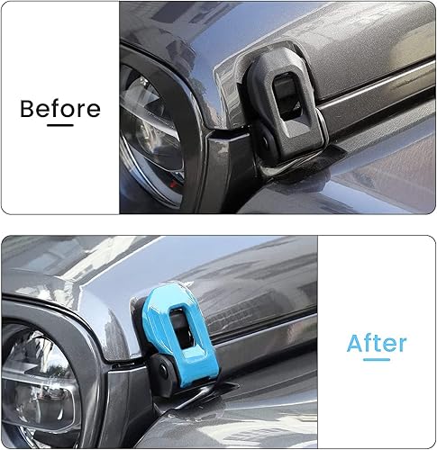 Miniatura 3 de Hoolcar Cubierta de soportes de cierre de capó para Jeep Wrangler JL JLU 2018-2021 y Gladiator JT 2020-2021, cromada