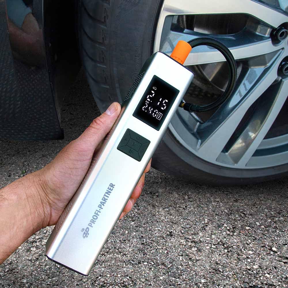 Akku-Luftpumpe 150 PSI, Manometer, USB-C, Auto, Motorrad