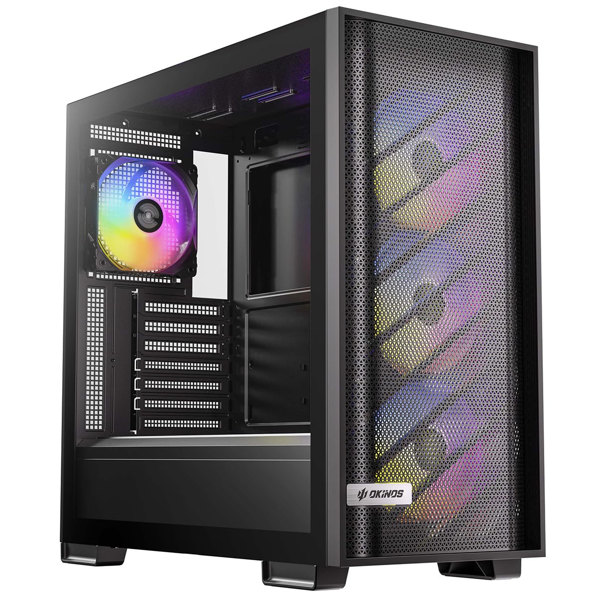 Amazon | Okinos PCケース 612 C ARGB ブラック ARGBファン4個を標準