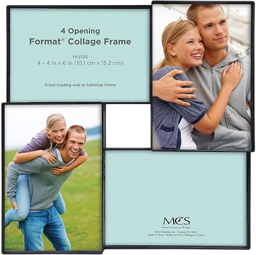 MCS Format Cadre Collage, 3 Ouvertures, One 5 en 17,8 cm, Deux 4 by 15,2 cm, Noi