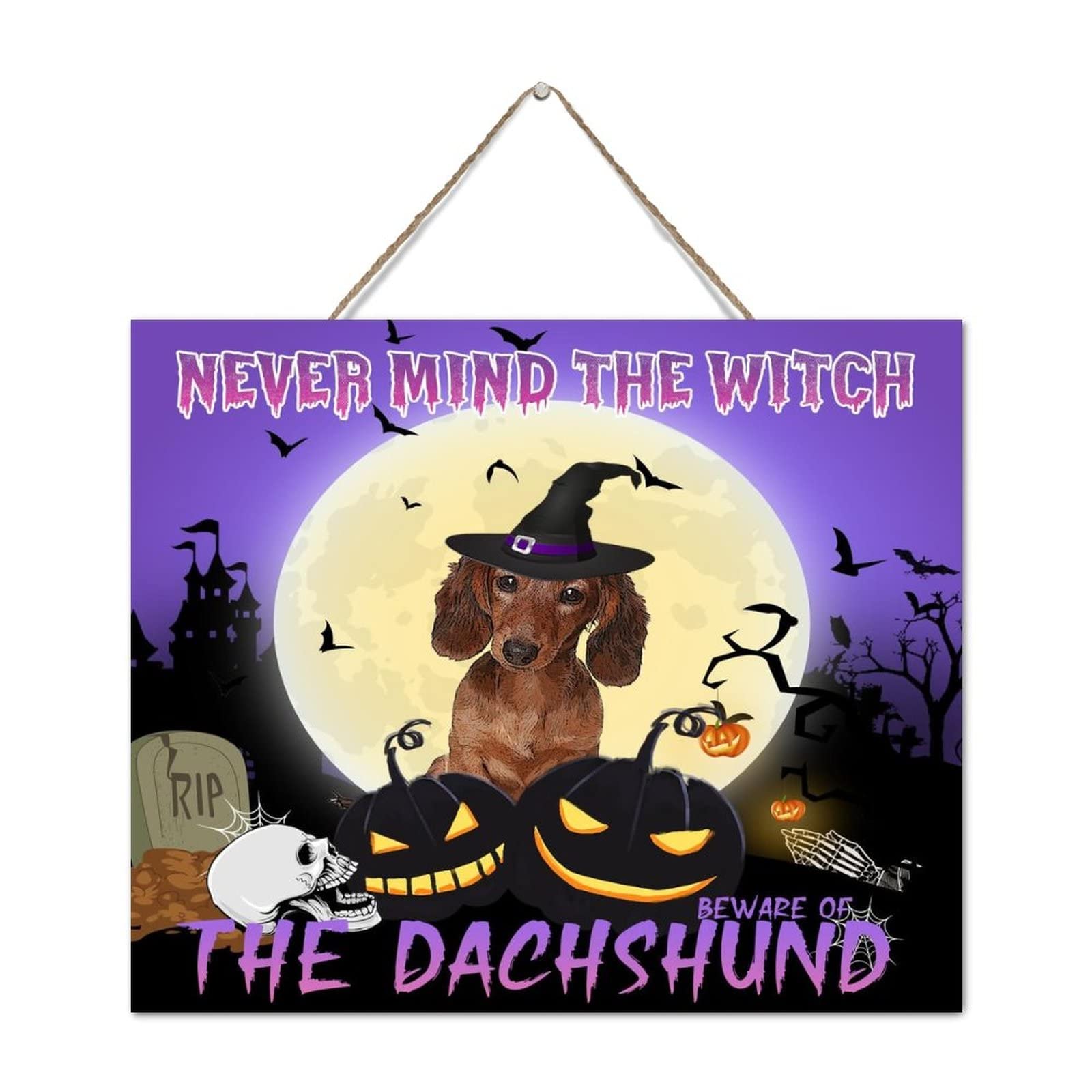 Plaque de porte beware of the dog humour pour accueillir vos invités à Halloween