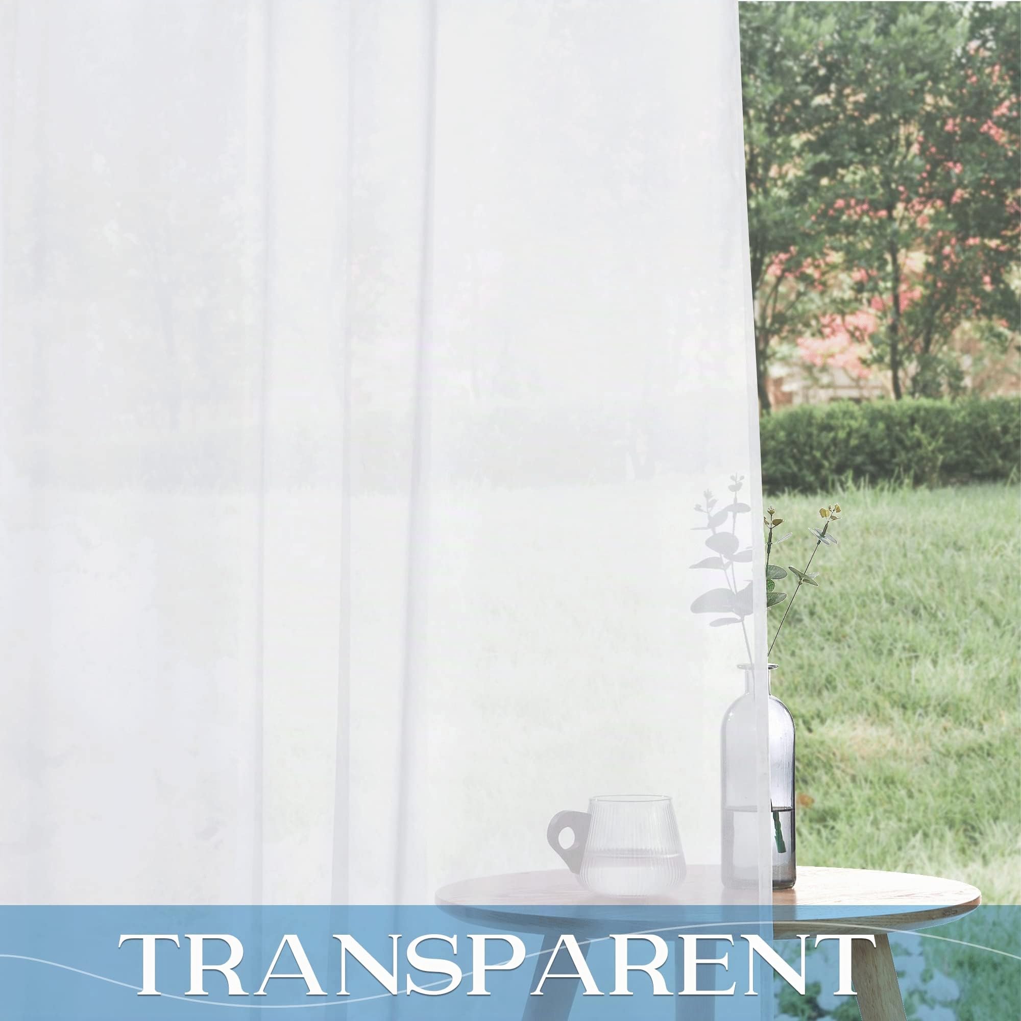 PONY DANCE Rideaux d'Extérieur - Blanc Rideau Voilage avec Pattes, Draperies Imperméable Décoration de Patio Jardin Terrasse Maison, L 137 x H 213 cm, 2 Panneaux