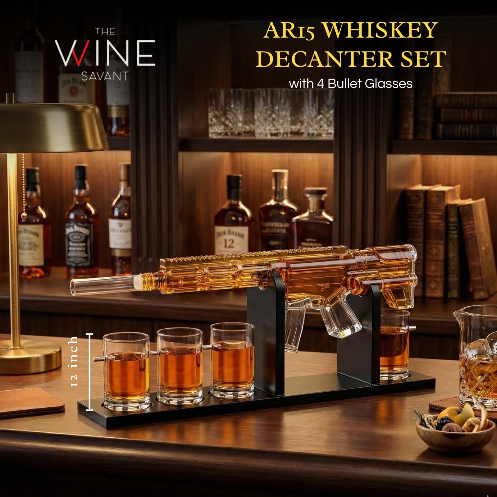 Amazon.co.jp: The Wine Savant AR15 ウイスキーデカンタセット 1000ml