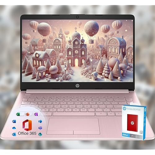 HP 14 Laptop • Back to School Limited Edition with Microsoft 365 • 4-Core Intel CPU • 16GB RAM •1600GB Storage (64GB OnBoard + 512GB P500 Portable SSD + 1TB OneDrive) • Pink • Win 11