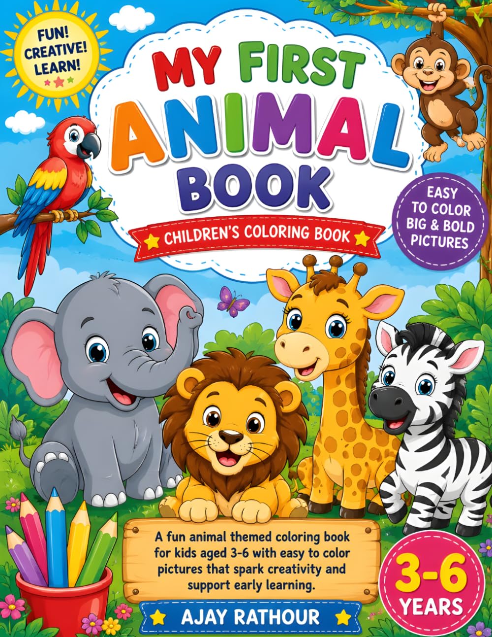 Cute Animals Coloring Book for Kids Ages 3-6: Fun and Easy Animal Coloring Pages for Toddlers, Preschoolers, and Kindergarten Kids ,Cute Zoo.