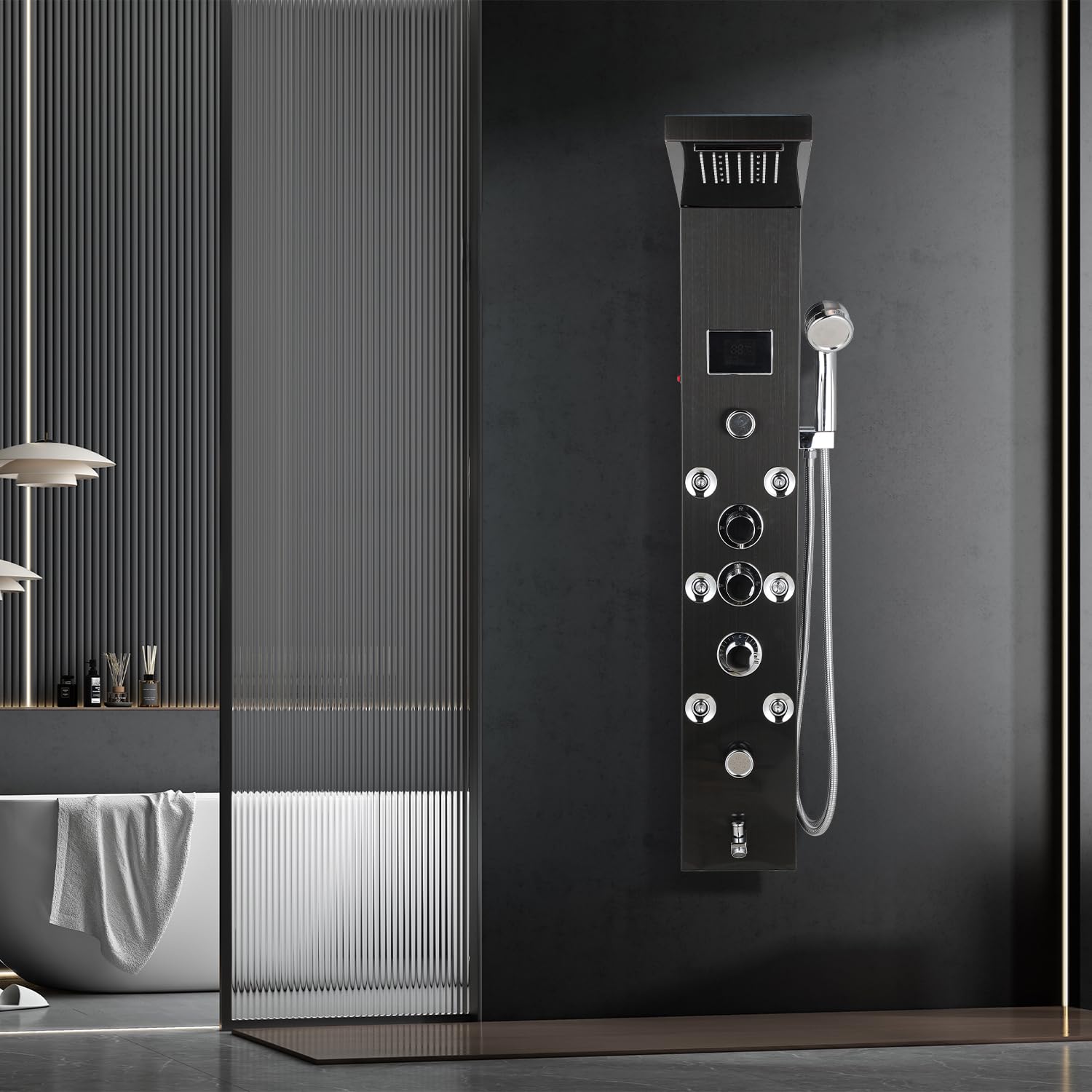 Blue Label Brondby Inbouw Doucheset 3-weg Geborsteld Nikkel PVD Ronde Handdouche Plafondbuis 10cm Gl