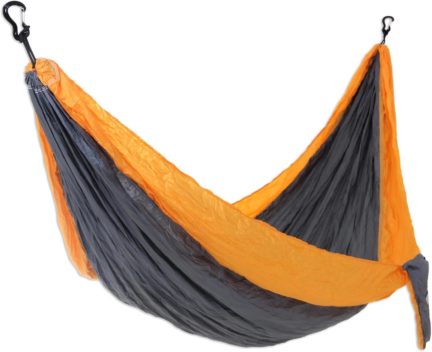 NOVICA Grey with Orange Trim Parachute Portable 1 Person Camping Hammock with Hanging Straps, 'Morning Dreams' (Single)