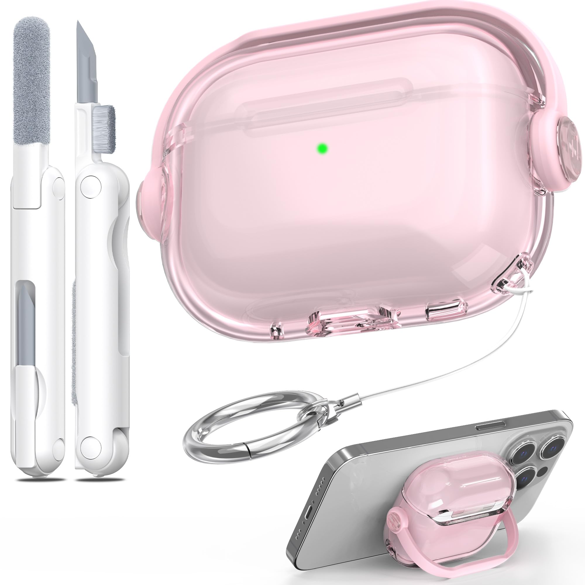 MHYALUDO for Airpods Pro 2nd/1st Generation Case Cover, Compatible with Airpods Pro Case 2nd Gen USB C Charging Port, Clear Soft Transparent Military Grade Shockproof Cover, Clear White — view 14