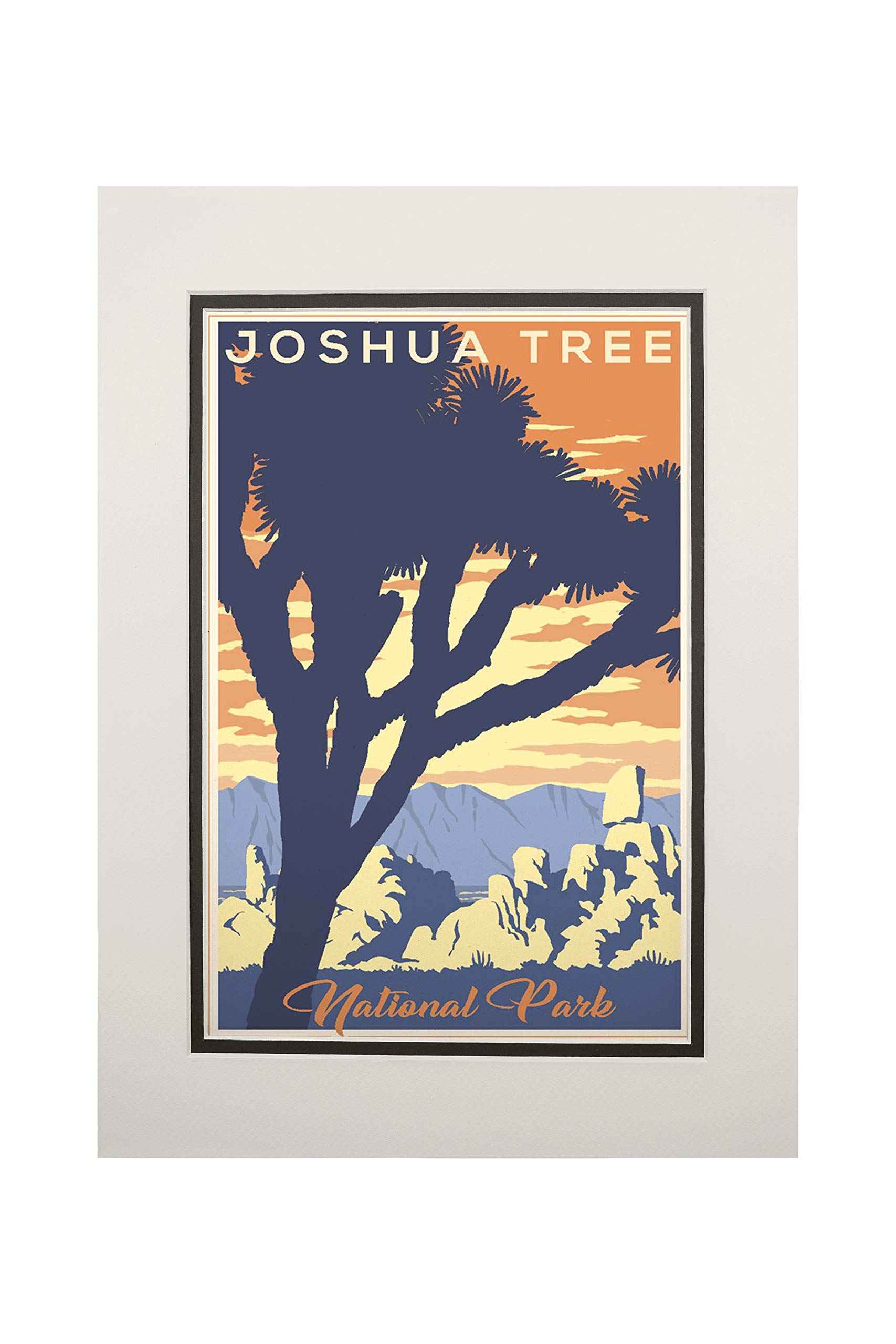 Lantern Press 11x14 Inch Matted Art Print Wall Decor, Joshua Tree National Park, California, Lithograph