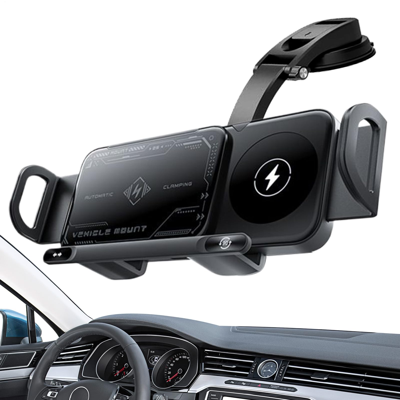 Caricatore senza fili del telefono per auto supporto per telefono del veicolo | Ricarica Rapida 15W Doppia Bobina per Berlina Camionetta, Supporto Telefono