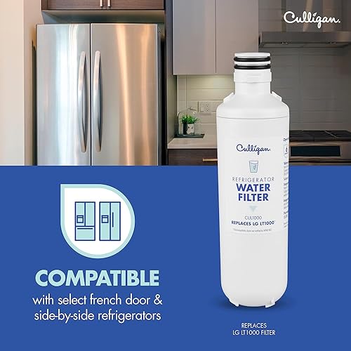 Miniatura 4 de Culligan Filtro de agua de repuesto para refrigerador CUL1000 para filtro de agua LG (LT1000) Reemplazar cada 6 meses, paquete de 1