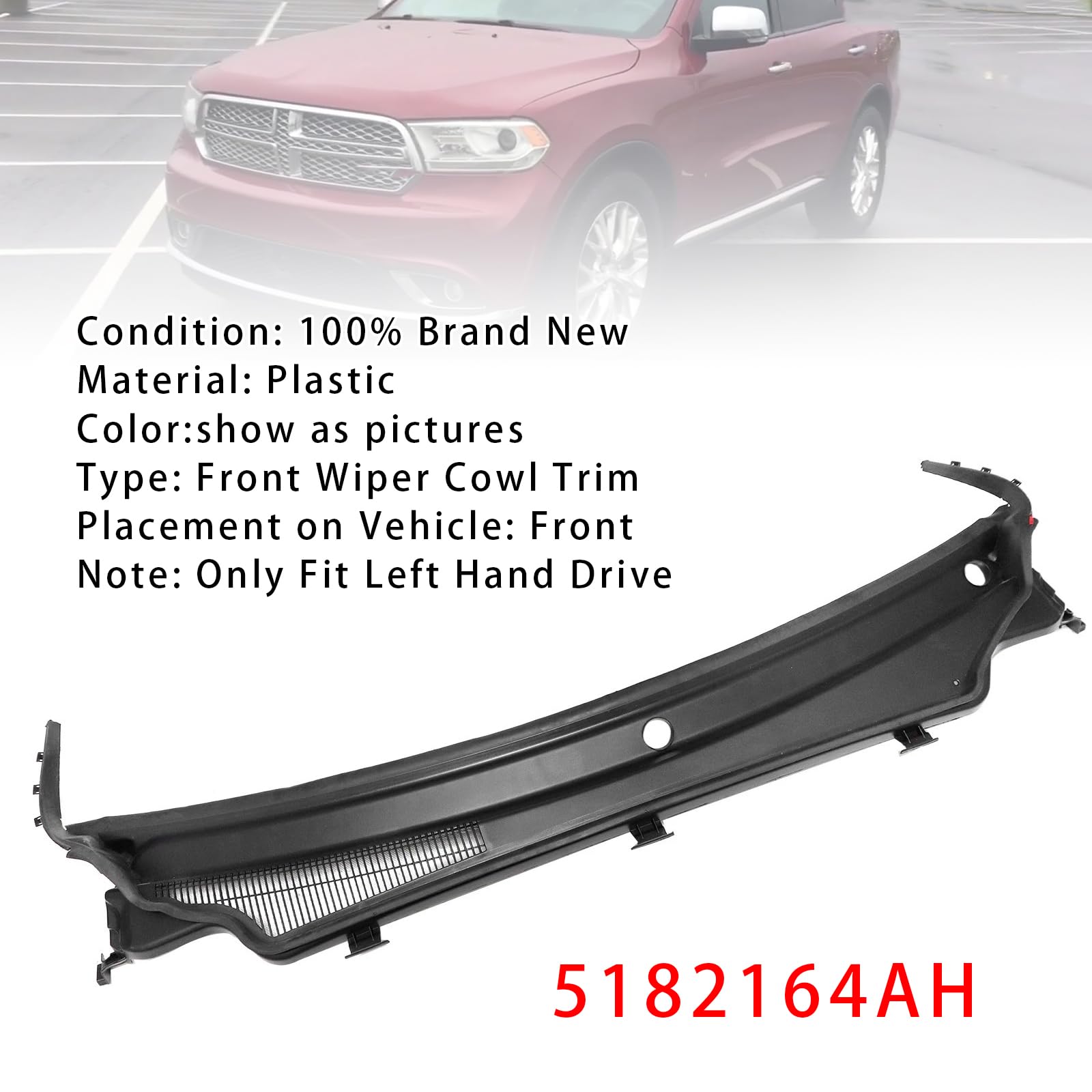 MAD HORNETS Windshield Wiper Cowl Top Panel Vent 5182164AH Passend für Dodge Durango 2013-2015