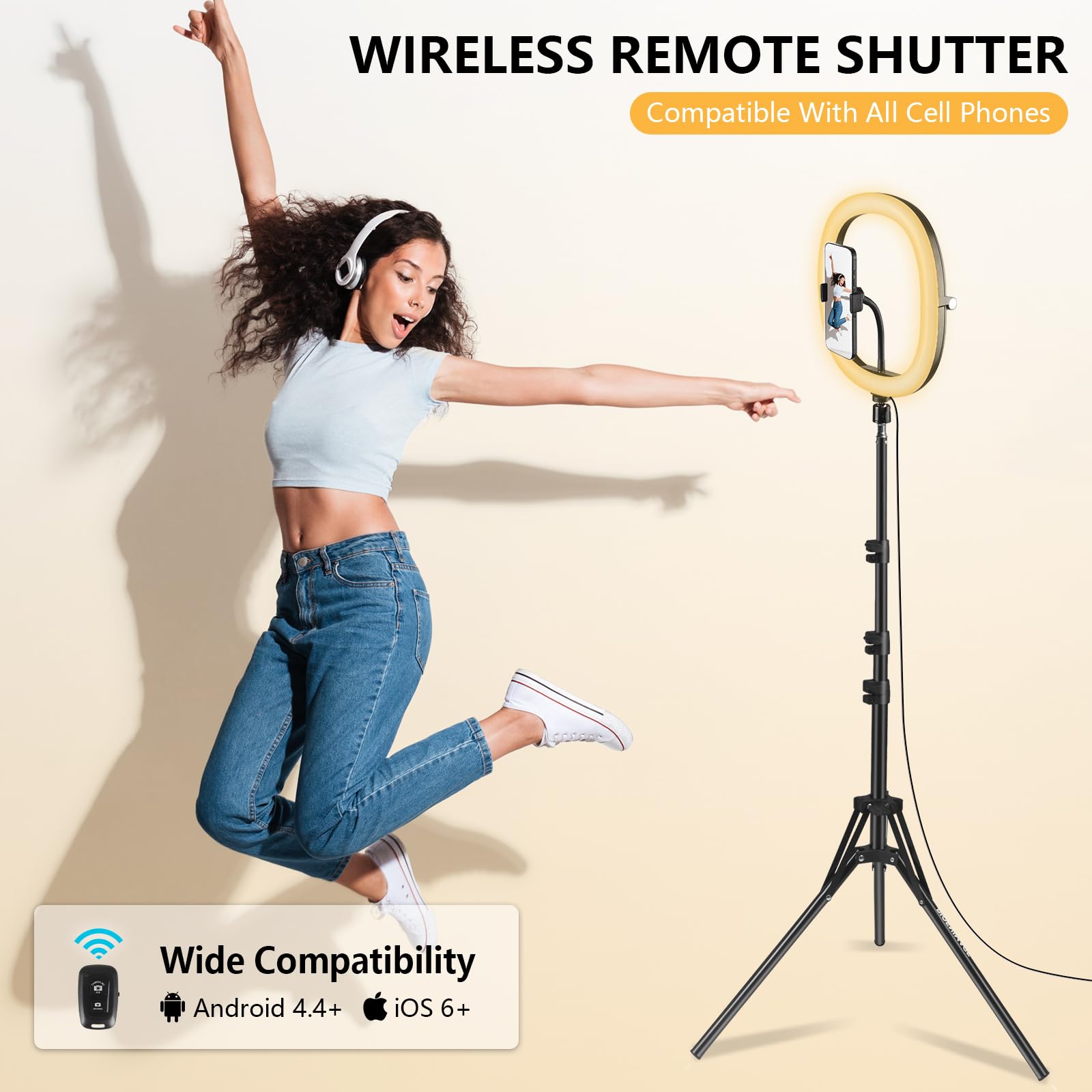 Anello luminoso per selfie da 30,5 cm con supporto per treppiede da 150 cm e supporto per telefono, luci LED dimmerabili ad anello per telefono, treppiede per fotografia, registrazione
