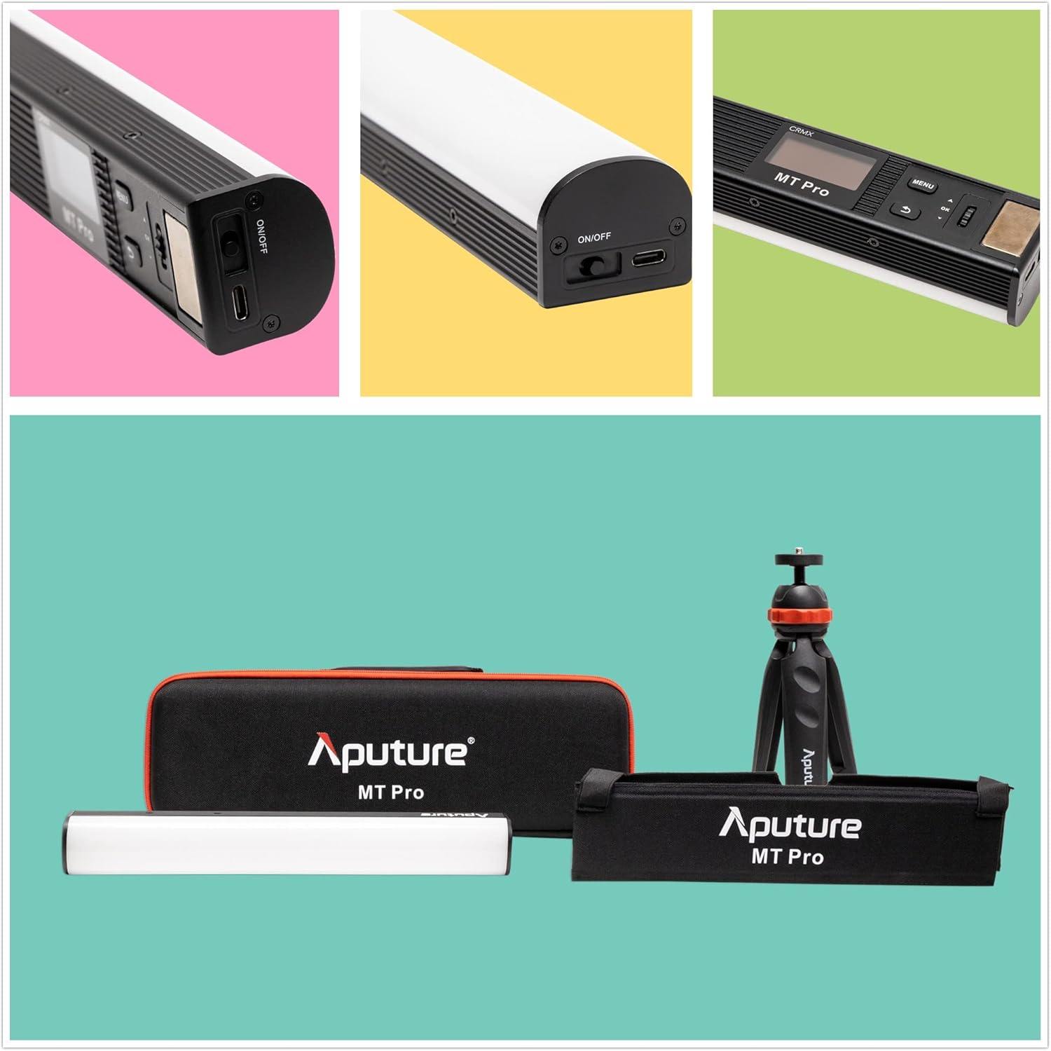 Aputure MT Pro,RGBWW Mini Tube Light,2,000K - 10,000K Led Video Light Wand,Pixel-Mappable,Built-in 9 System FX App Control for for Vlogging, Photography, Zoom Call TikTok Video Fill Light