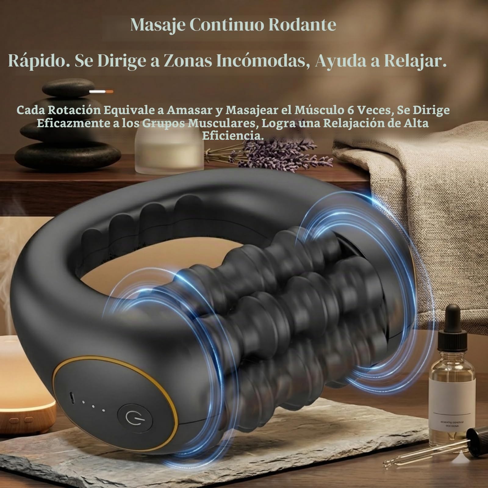 Scult Roller - Masajeador de Rodillos Eléctrico Portátil, 3 Niveles de Intensidad, Alivia la tensión muscular, Masaje Profundo Piernas y Cuerpo