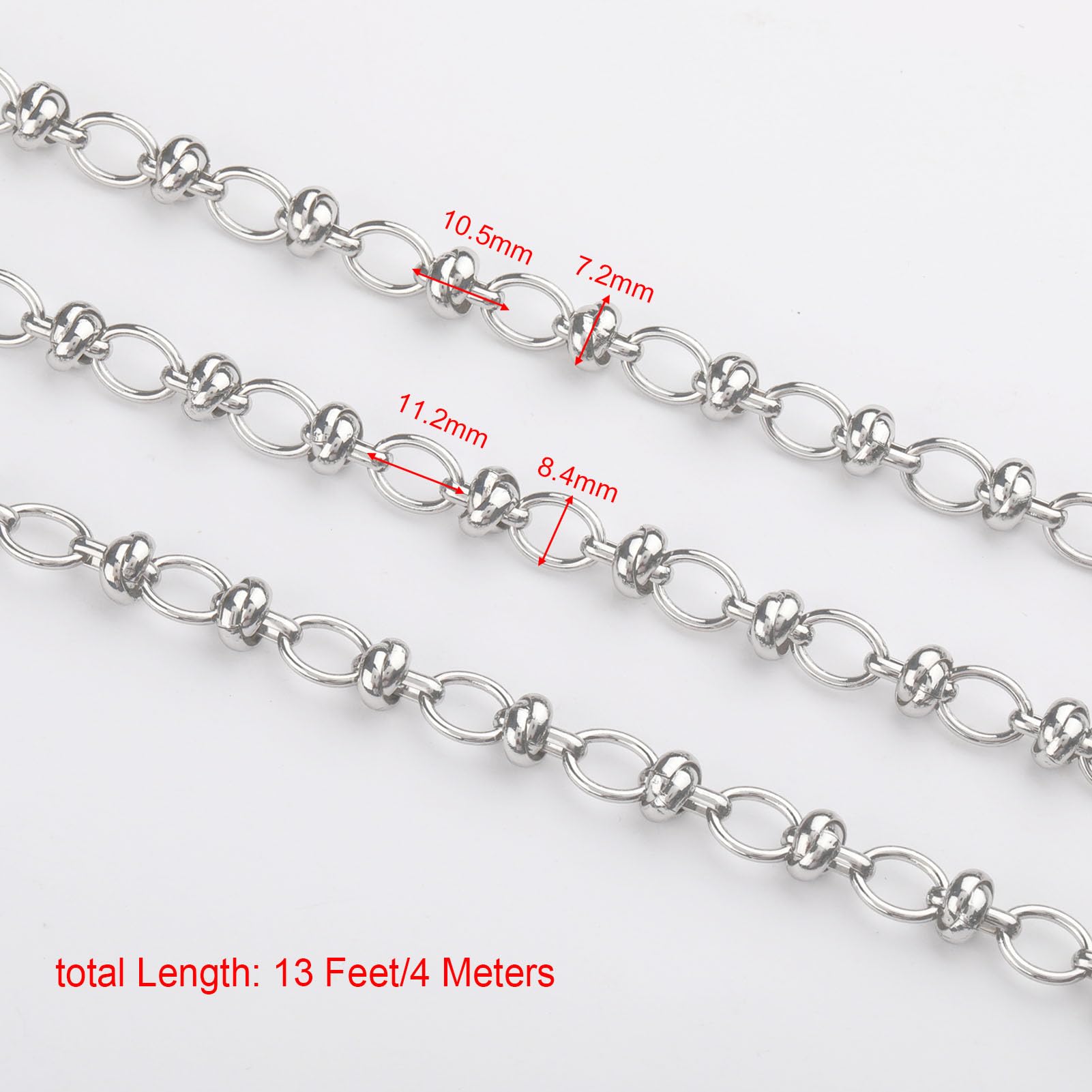 Cadenas de hierro chapadas en plata de 4 m para hacer joyas, cadena de eslabones circulares ovalados, rollo de cadena de cable grueso con hebillas para hombres, joyería de bricolaje, | Cadena de plata gruesa a granel con hebillas para hombre, joyería de b