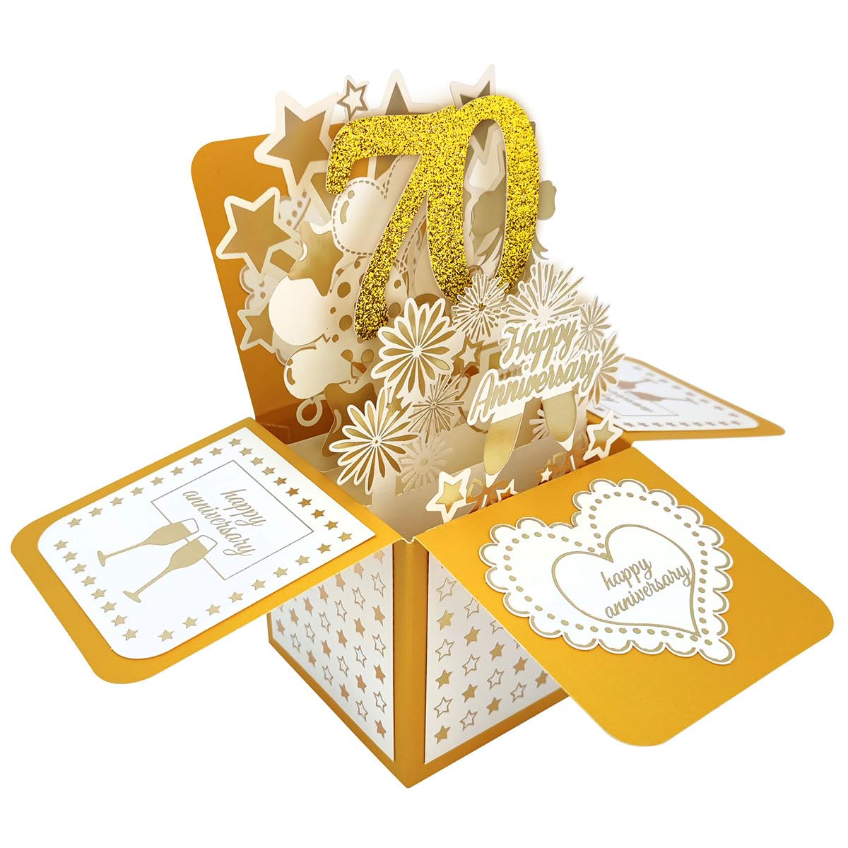 scicent Anniversary Card for Wife 70th Anniversary Pop Up Greeting Cards, Anniversary 70th, 16cm*18cm/6.3in*7in