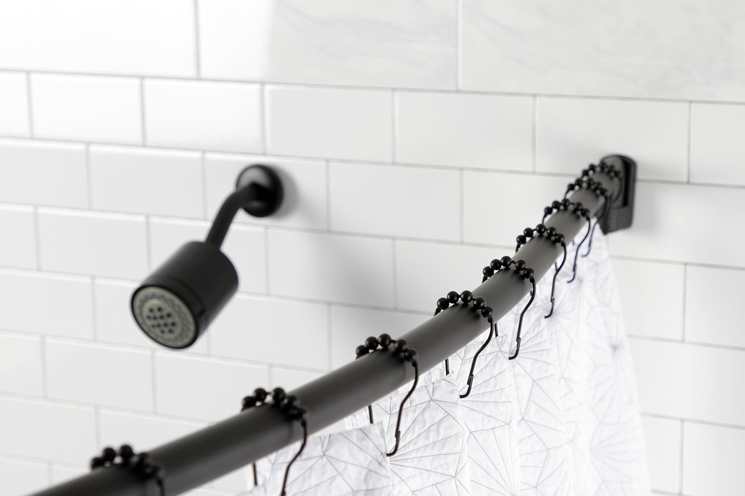 Kingston Brass CC6720 Edenscape 60"-72" Stainless Steel Adjustable Single Curved Shower Curtain Rod, Matte Black