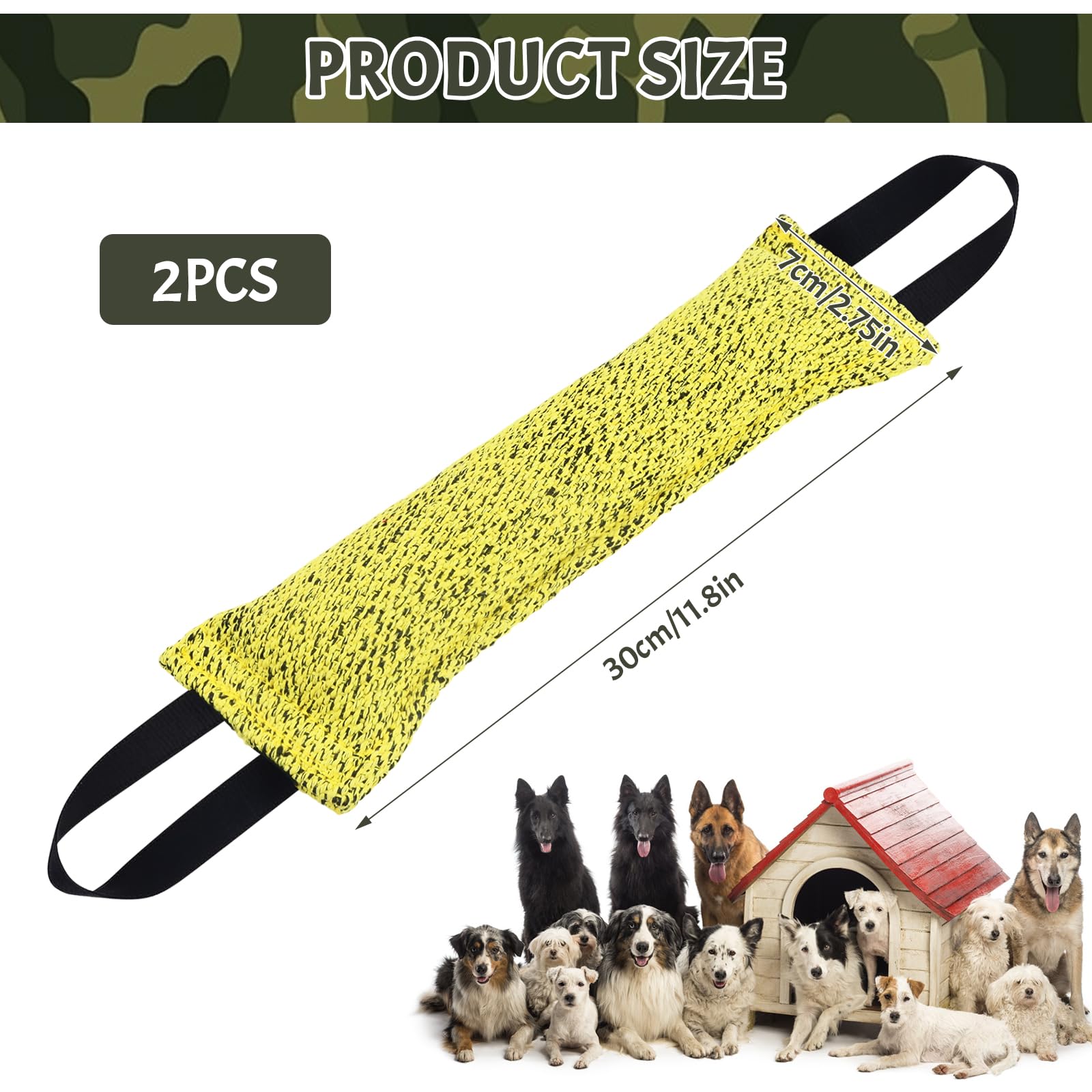 2Pcs Boudin À Mordre Jouet pour Chien 30 cm Boudin Mordant Chiens Jouet Remorqueur Morsure Chien Jouet Interactif d'entraînement pour Chiens avec 2 Anses pour le Tir à la Corde et Récupération (Gris)