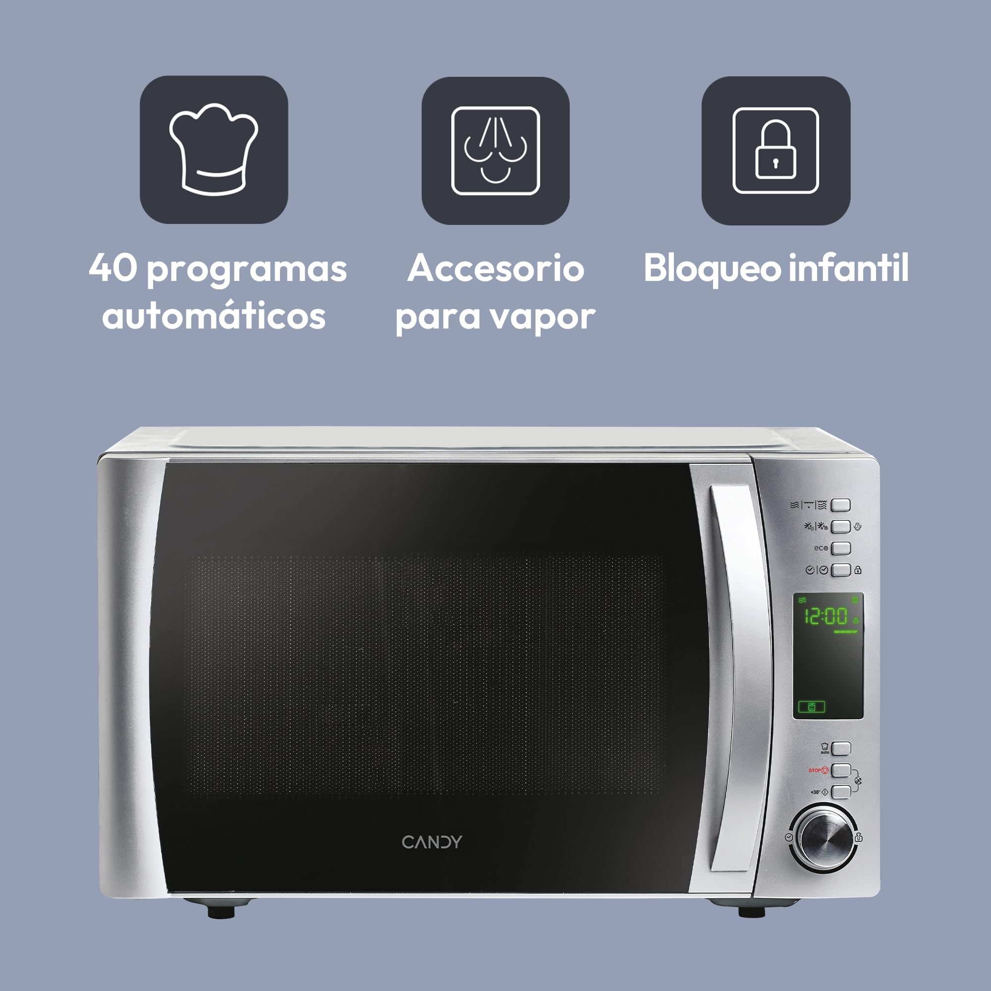 Candy CMXG22DS/ST Microondas con Grill 22L 1250W 40 Programas Digital Inox