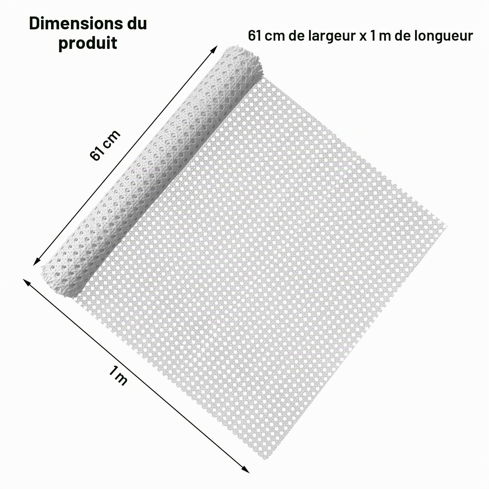 selliner Cannage Rouleau Blanc 60x100CM, Cannage Rotin en Plastique PE, Matériau Résistant aux Intempéries et Antimoisissure Pour Mobilier de Jardin, Tressage de Chaises DIY, Décoration Intérieure