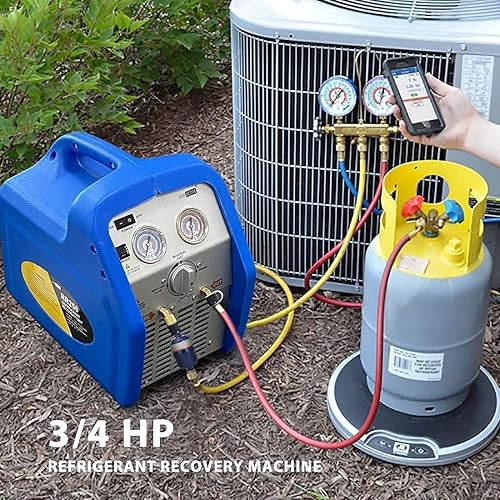 Miniatura 6 de VIVOHOME Bomba de vacío de aire HVAC de doble etapa de 110V 1/2 HP 5 CFM con botella de aceite y 110-120V AC 60Hz 3/4HP Juego de máquina de