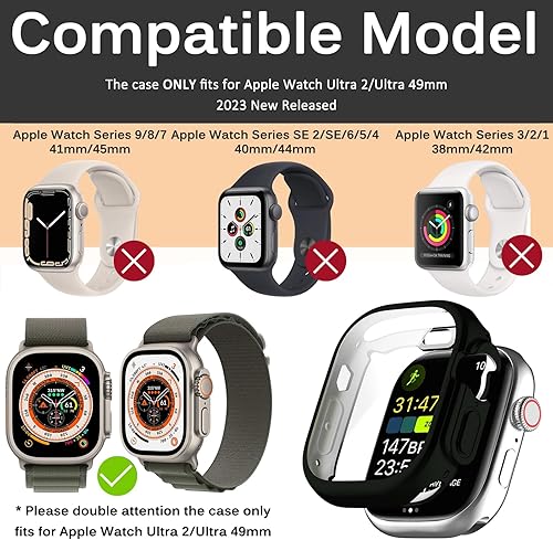 Miniatura 32 de Funda compatible con Apple Watch Series 3, 2, 1 de 1.496 pulgadas con protector de pantalla, cubierta dura de policarbonato antiarañazos a prueba