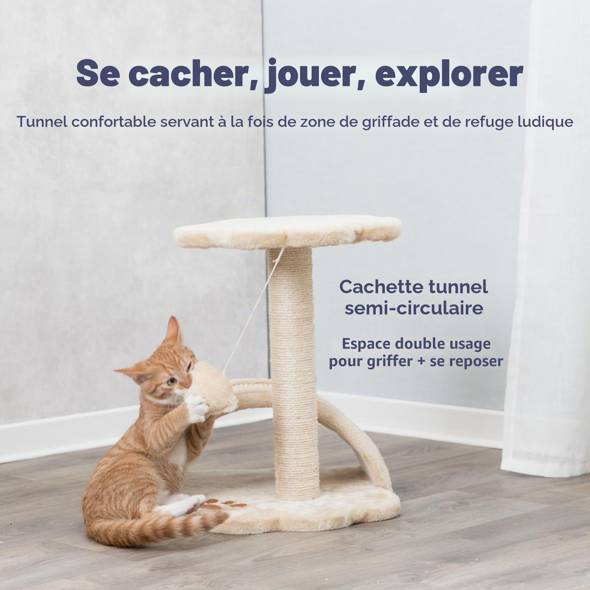 TRIXIE Arbre à chat Vitoria compact – Beige/naturel – 43 cm