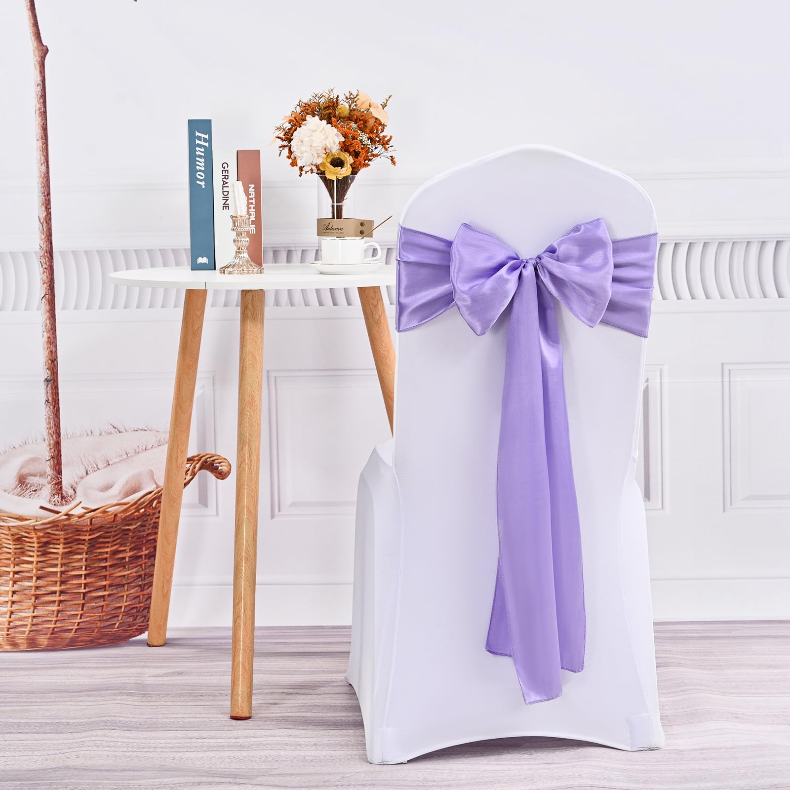60 fasce in raso per sedie, color lavanda, decorative, per matrimoni, ricevimenti, feste, hotel, casa, cucina (lavanda)