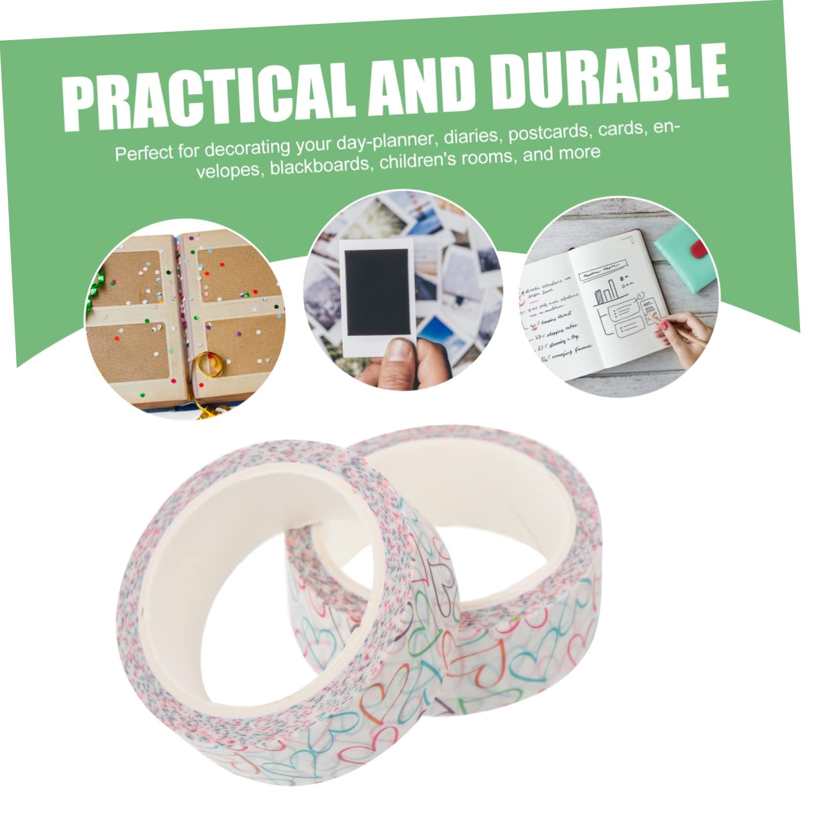 VILLCASE 30rotoli Nastro Adesivo Decorativo Cuori Di Washi Tape Per Scrapbooking e Fai Te Facile Da Strappare Senza Residui Per Progetti Creativi e Decorazioni Di Diari
