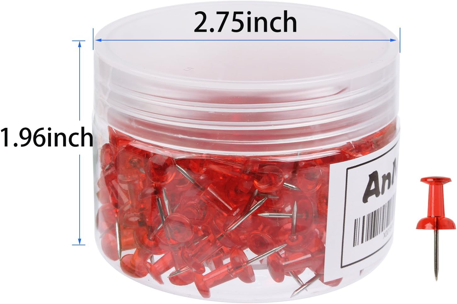 AnMiao Star Push Pins, Thumb Tacks, 1/2-Inch Point, 1/2-Inch Heads,150 Count (Red)